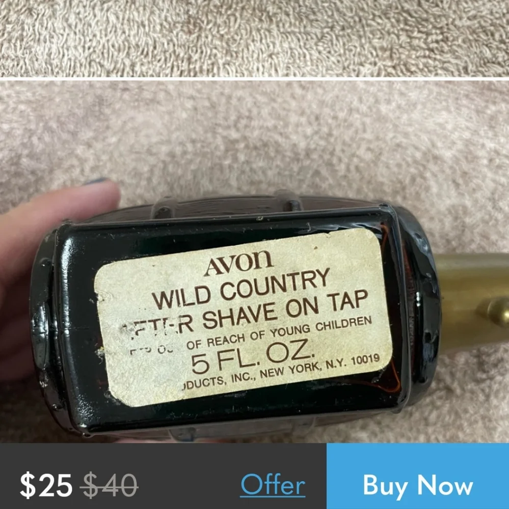 Avon Lot of 2 vintage wild country on tap cologne bottle & Leather